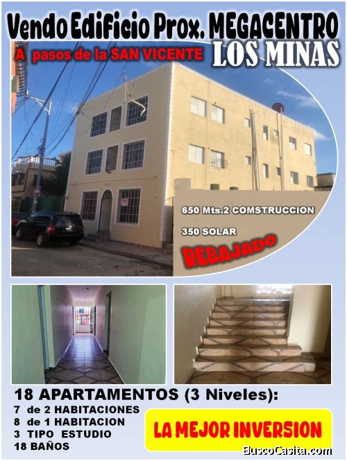 VENDO EDIFICIO DE 3 NIVELES CON 18 APARTAMENTOS,  PROXIMO A MEGACENTRO POR LA SAN VICENTE DE PAUL