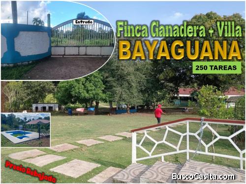 Super Finca Ganadera, Granja y RECREO, BAYAGUANA, con VILLA + PISCINA + RIO, REBAJADA y de OPORTUNID