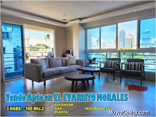 Vendo Apto en el Evaristo Morales, 3 HABS., 165 Mts.2, ASCENSOR, GAS