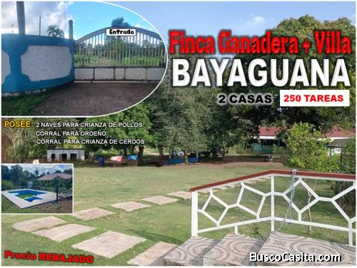 Finca Ganadera, VILLA + RIO + PISCINA, NAVES en  BAYAGUANA, REBAJADA y de OPORTUNIDAD