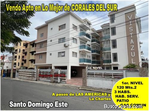 Vendo Apto en lo Mejor de  CORALES DEL SUR, 3 HABS., 1ER. NIVEL, 120 Mts.2, EDIFICIO VITAZUL, OPORTU