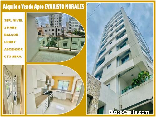 Alquilo o Vendo APTO en  Evaristo Morales, 2 HABS, 3ER. NIVEL, a 1 esq.  ACROPOLIS CENTER