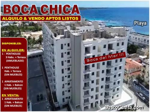 ALQUILO Y VENDO APTOS EN TORRE BOCA DEL MAR III EN BOCA CHICA