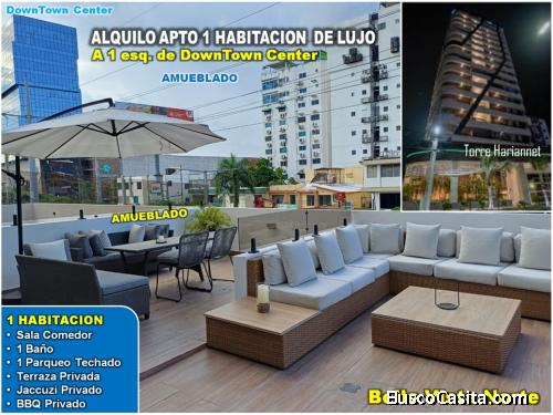 ALQUILO  APTO 1 HAB. DE LUJO Y AMUEBLADO, A 1 ESQ. DOWNTOWN CENTER, BELLA VISTA NORTE. 