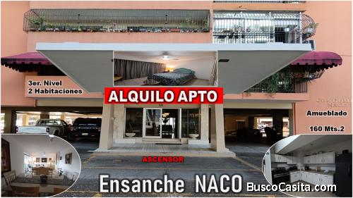 Alquilo APTO AMUEBLADO, Ens. NACO,  2 Habs., 3er. Piso, 160 Mts.2, Ascensor