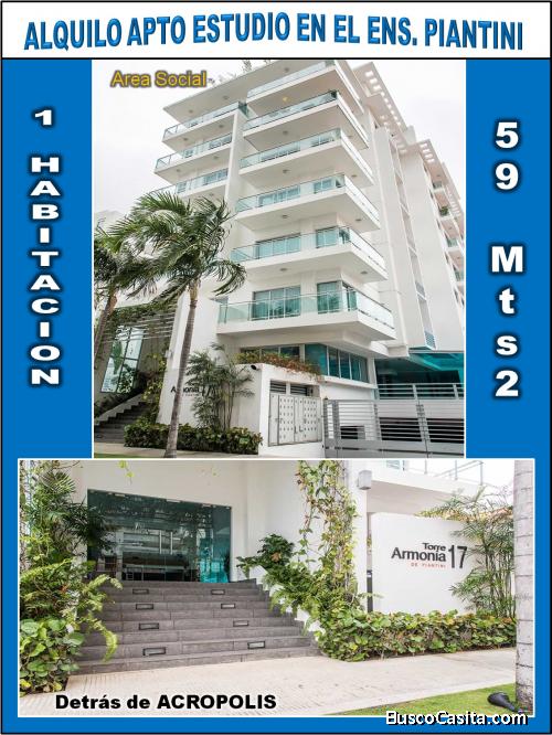 ALQUILO APTO de 1 HAB, 7MO. NIVEL, BALCON, ENS. PIANTINI, TORRE ARMONIA 17