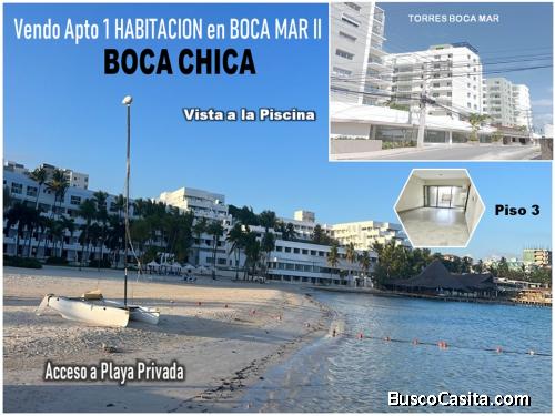 VENDO APTO TORRE BOCA DEL MAR III, BOCA CHICA, 1 HAB.,  VISTA  A LA PISCINA