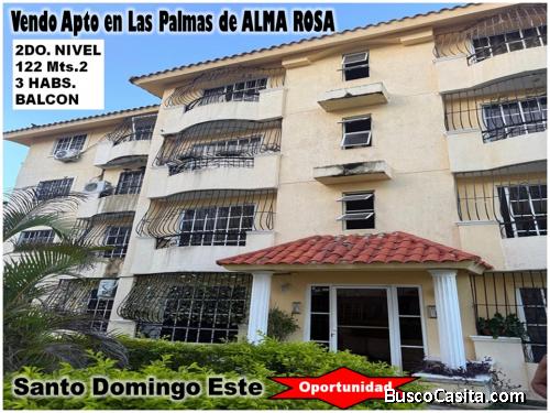 Vendo Excelente Apto en  Palmas de Alma Rosa, 3 habs., 122 Mts.2, 2do NIVEL, RESIDENCIAL MELIAN I