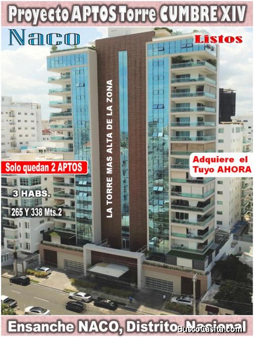 Vendo 2 APTOS en TORRE CUMBRE XIV en Naco, la más alta y moderna de la Zona, con 20 NIVELES.