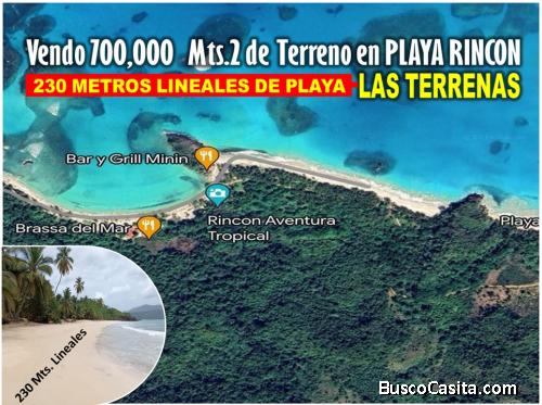 VENDO 700,OOO Mts.2, CON 230 METROS  LINEALES DE PLAYA en PLAYA RINCON, LAS TERRENAS 