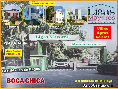PROYECTO DE  VILLAS,  APTOS O SOLARES EN BOCA CHICA, A SOLO 6 MINUTOS DE LA PLAYA