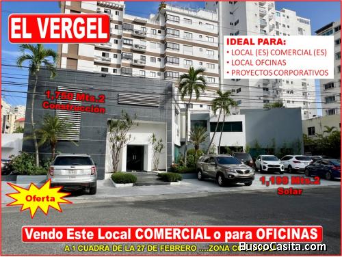 VENDO LOCAL COMERCIAL O DE OFICINAS EN EL VERGEL, 1,750 Mts.2 DE OPORTUNIDAD, A 1 CUADRA DE LA 27 DE