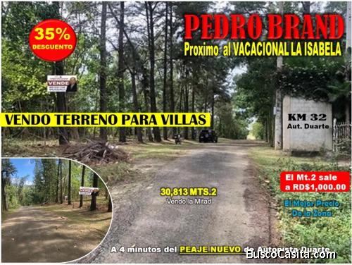 TERRENO 30,813 Mts.2 en KM. 32, AUT. DUARTE, GRAN REBAJA, PROX. VACIONAL LA ISABELA y al PEAJE NUEV