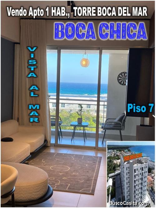 VENDO APTO 1 HAB. CON VISTA AL MAR, TORRE BOCA DEL MAR III, BOCA CHICA, PISO 7.