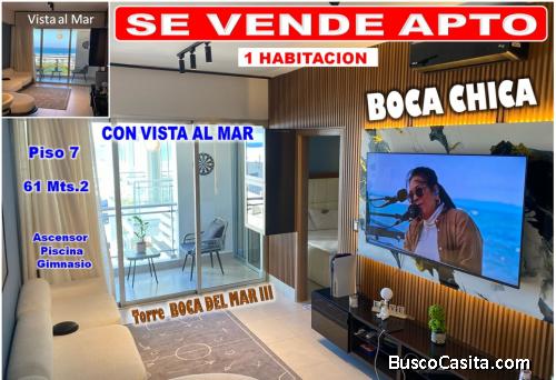 APTO CON VISTA AL MAR EN BOCA CHICA, 1 HAB., 61 Mts.2, PISO 7, TORRE BOCA DEL MAR III