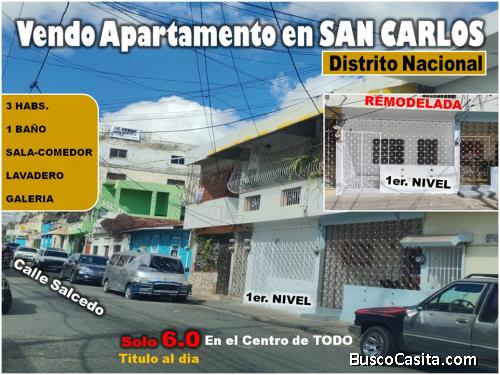 Vendo APTO de Oportunidad en SAN CARLOS, 3 HAB, 131 Mts.2, 1er Nivel