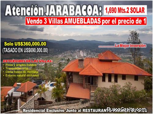 3 VILLAS POR EL PRECIO DE 1 + SOLAR PREMIUM EN JARABACOA 1,670 Mts.2 de Solar…LA MEJOR INVERSION