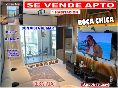 VENDO APTO CON VISTA AL MAR EN BOCA CHICA, TORRE BOCA DEL MAR III, 1 HAB., 61 Mts.2, PISO 7