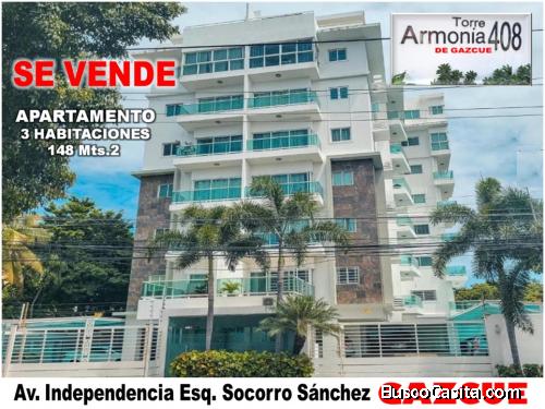 Vendo Apto en TORRE ARMONIA 408 de GAZCUE, 3 HABS., 148 Mts.2, Ascensor