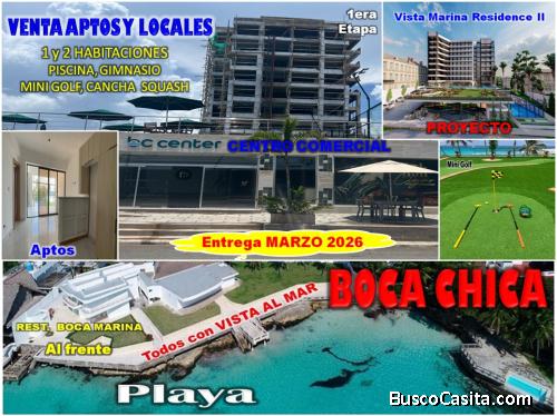 EXCLUSIVO PROYECTO APTOS EN BOCA CHICA, TODOS CON VISTA AL MAR (A 50 Mts.),  a Pasos de los Principa