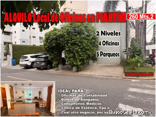 ALQUILO Local de OFICINAS (2 Niveles) en el Ensanche Naco, 260 Mts.2, 4 Oficinas, pueden ser 8 