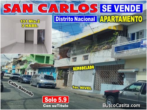 Vendo APTO en SAN CARLOS, DISTRITO NACIONAL, 3 HAB, 131 Mts.2, 1er Nivel, OPORTUNIDAD UNICA