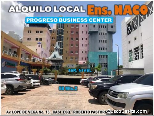 Alquilo LOCAL en PROGRESO BUSINESS CENTER, NACO,  Av. Lope de Vega,  58 Mts.2