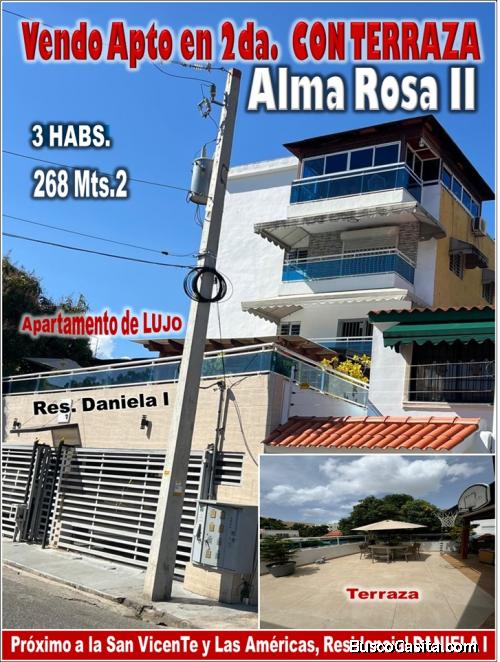 SUPER Apto de Lujo, 2do. Nivel CON TERRAZA y GAZEBOS, Alma Rosa II, Santo Domingo Este.