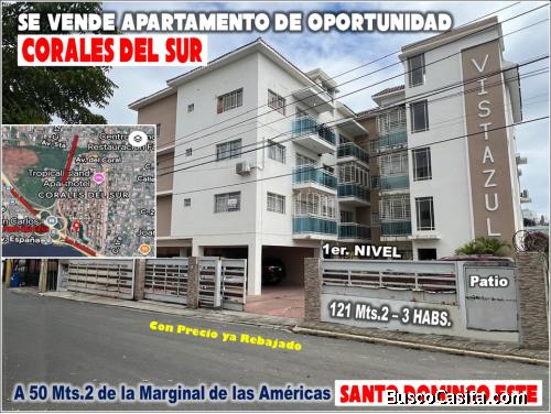 SE VENDE APTO de Oportunidad en CORALES DEL SUR, 3 HABS., 120 Mts.2, 1er. Nivel, Patio. El Mejor UIB
