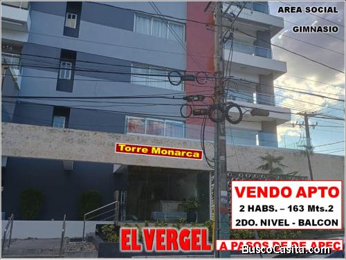 Vendo Apto 2 Habs. en TORRE MONARCA, Ens. EL VERGEL, 163 Mts.2, 2do PISO