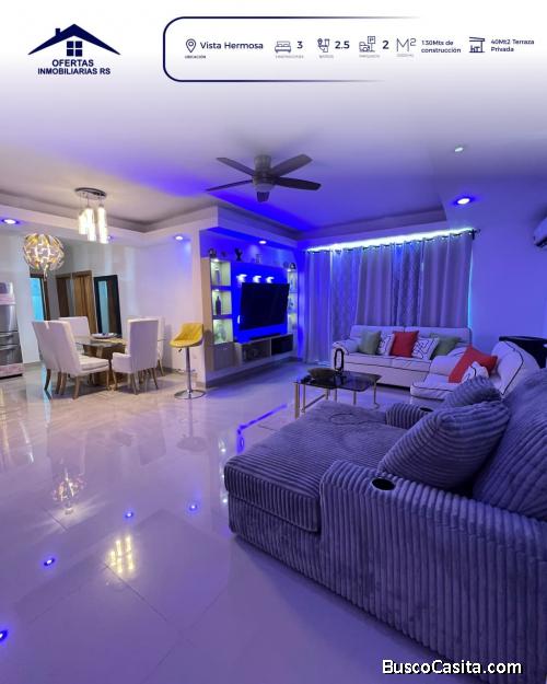 Moderno apartamento amueblado con terraza privada en Vista Hermosa