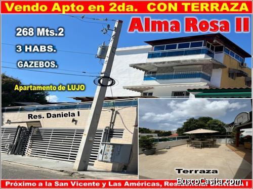 SUPER Apto de Lujo, 2do. Nivel CON TERRAZA y GAZEBOS, Alma Rosa II, Santo Domingo Este.