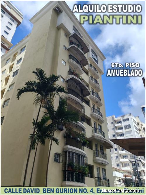 ALQUILO APTO ESTUDIO AMUEBLADO,  57 Mts.2, 6TO PISO, ENSANCHE PIANTINI, TORRE PARADISE II