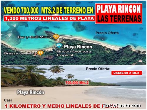 VENDO 700,000  Mts.2, con casi 1 km. y medio Lineales de Playa, en  Playa Rincón, LAS TERRENAS 