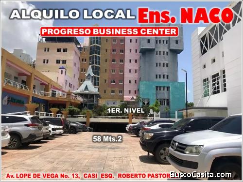 Alquilo LOCAL en PROGRESO BUSINESS CENTER, NACO,  Av. Lope de Vega,  58 Mts.2