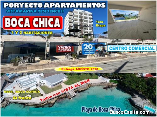 PROYECTO EXCLUSIVO DE APTOS EN BOCA CHICA, TODOS CON VISTA AL MAR, a 50 Mts. de Distancia