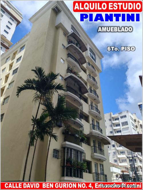 ALQUILO APTO ESTUDIO AMUEBLADO,  57 Mts.2, 6TO PISO, ENSANCHE PIANTINI, TORRE PARADISE II