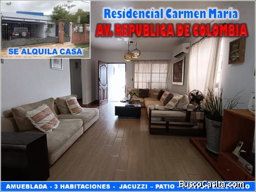 ALQUILO Casa AMUEBLADA en LA REPUBLICA DE COLOMBIA, 3 HABS., 291 Mts.2, Patio, Jacuzzi