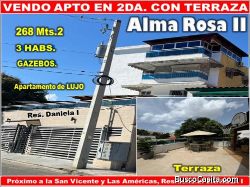 SUPER Apto de Lujo, 2do. Nivel CON TERRAZA y GAZEBOS, Alma Rosa II, Santo Domingo Este.
