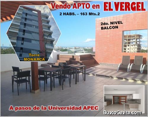 Vendo Apto 2 Habs. en TORRE MONARCA, Ens. EL VERGEL, 163 Mts.2, 2do PISO