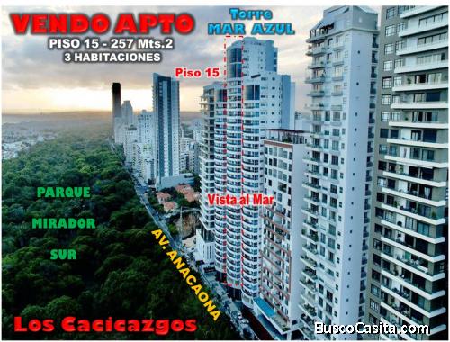 Vendo Apto en Torre MAR AZUL frente Parque Mirador Sur, 3 habs., 257 Mts.2, Piso 15