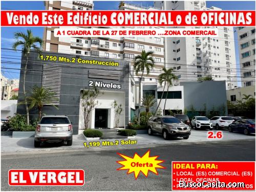 VENDO EDIFICIO COMERCIAL O DE OFICINAS EN EL VERGEL, 1,750 Mts.2 DE OPORTUNIDAD, A 1 CUADRA DE LA 27