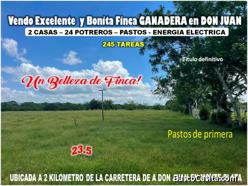 Vendo BELLA Finca GANADERA CON SUS PASTOS, 245 tareas en DON JUAN, MONTE PLATA