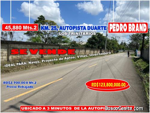 Vendo Terreno para NAVES, APTOS en PEDRO BRAND, 45,881 Mts.2, REBAJADA, a 3 minutos de la Autopista 