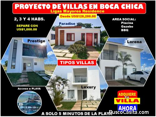 SE VENDEN VILLAS EN BOCA CHICA, A SOLO 5 MINUTOS DE LA PLAYA, CON LOS MEJORES PRECIOS Y FACILIDADES 