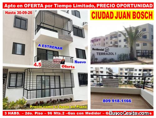 Apto en OFERTA por Tiempo Limitado en CIUDAD JUAN BOSH, 3 HABS., 96 Mts.2, PRECIO OPORTUNIDAD