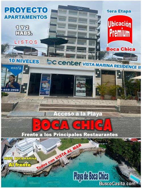 PROYECTO EXCLUSIVO DE APTOS EN BOCA CHICA, TODOS CON VISTA AL MAR, a 50 Mts. de Distancia