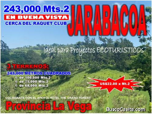 Vendo 243,000 Mts.2 en 3 Terrenos, BUENA VISTA, JARABACOA, Cerca del RAQUET CLUB