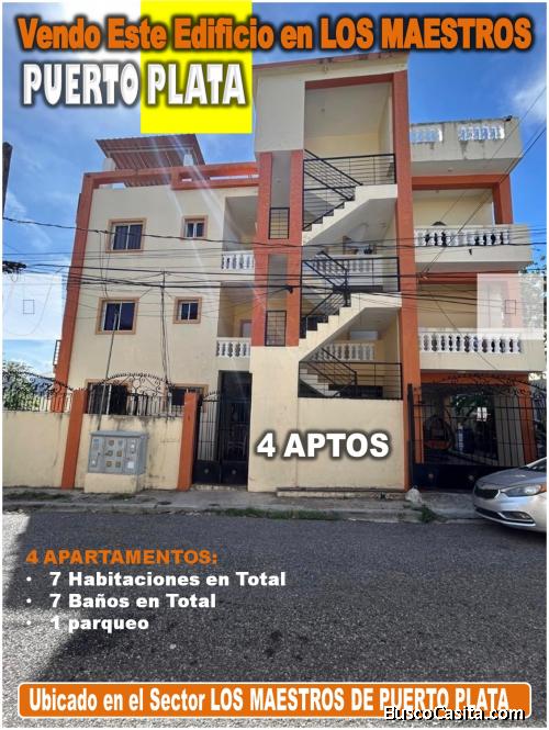 Vendo Edificio de 3 Niveles con 4 APTOS en Los Maestros de PUERTO PLATA