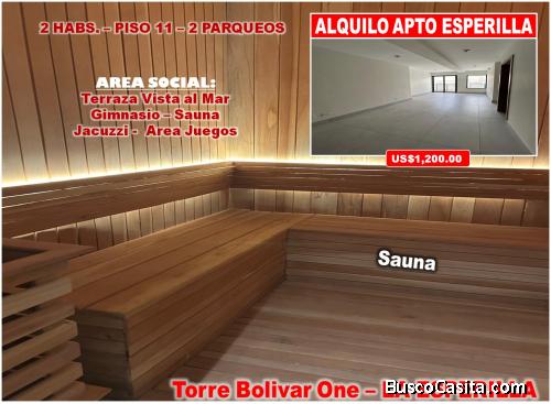 ALQUILO APTO EN LA ESPERILLA, 2 HABS., 2 PAQUEOS, PISO 11, Bolivar One Tower